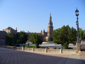 Plaza de España, Siviglia, Andalusia, Spagna. Author and Copyright Liliana Ramerini..